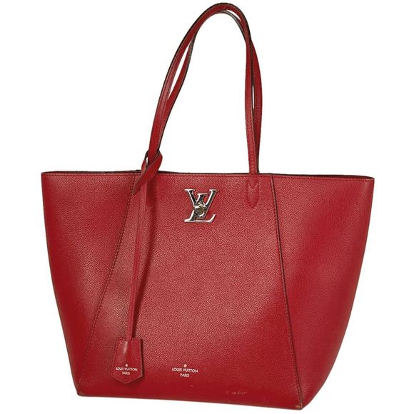 Louis Vuitton LockMe Cover Shoulder Bag Shawl Tote Bag Leather Ruby - Picture 1 of 7